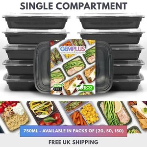 GEM+ | 20 x  Meal Prep 750 ML Containers Plastic Lunch Box Microwavable BPA Free - Picture 1 of 4