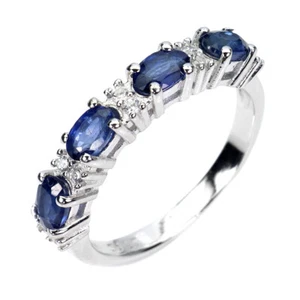 Anillo De Plata 925 Ovalado Con Zafiro Azul 5x3mm Joya Natural Talla 7. - Imagen 1 de 13