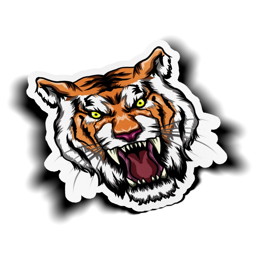 Tiger Face Growling Animal Vinyl Sticker for Tumblers, Laptops, Bumper Stickers - Image 1 of 1