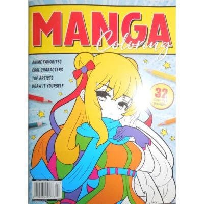 MANGA COLORING BOOK anime favorites 32 CREATIVE DESIGNS cool characters ARTIST - Image 1 of 4