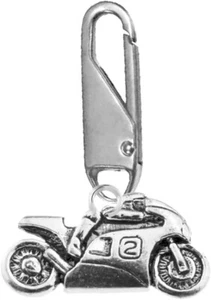 P2 Motorrad Charm auf einem SILBERDRUCKKNOPF abnehmbarer Reißverschluss zieht für Taschen, Mäntel - Bild 1 von 4