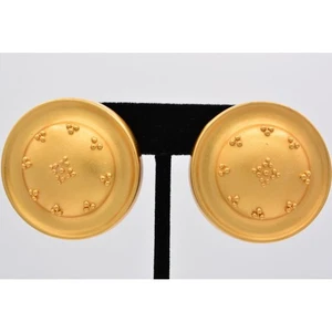 Liz Claiborne Vintage Clip On Earrings Brushed Gold Heavy Chunky Signed NOS Bin5 - Picture 1 of 12