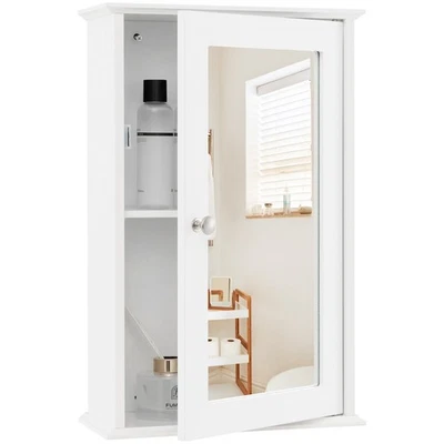 Bathroom Medicine Cabinet with Mirror Cabinet Reversible Single Door Organizer - Image 1 of 4