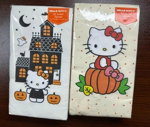 Lote 2 Toallas de Papel Hello Kitty Halloween Otoño Invitado Servilleta Fiesta Calabaza Sanrio - Imagen 1 de 3