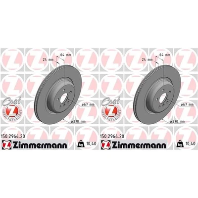 2x ZIMMERMANN Disques 370mm Aéré Internement Arrière Convient pour BMW 5 7 8 X4 - Photo 1/2