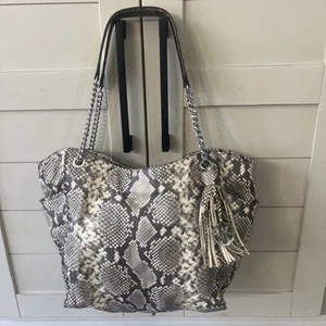 Michael Kors Gray Embossed Snakeskin Tote Handbag Purse Matching Wallet - Picture 1 of 9