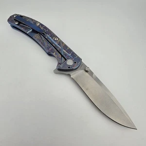 Kizer Ki4421A1 Folding Knife 3.75" Stonewashed S35VN Blade Anodize Blue Titanium - Picture 1 of 16