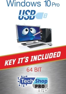 Tech-Shop-pro Compatible Key OEM Windo 10 profesional 32/64 Bit USB - Picture 1 of 6