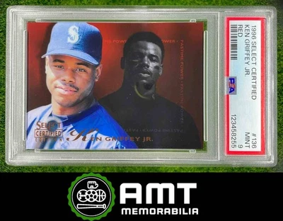 123458255 1996 Pinnacle Select Certified #136 Ken Griffey Jr. Red Mariners PSA 9 - Image 1 of 3