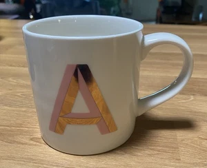 Taza taza de gres Opalhouse oro rosa monograma letra A 16 OZ NUEVO DE STOCK - Imagen 1 de 7