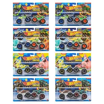 Hot Wheels Monster Truck 1:64 2-Pack Giocattolo Mini Auto Assortito Set Di 8 - Immagine 1 di 4