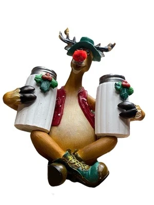 Salero y pimentero rojo caza ciervos de Navidad decoración de cabaña rústica NUEVO Foto 1 de 4