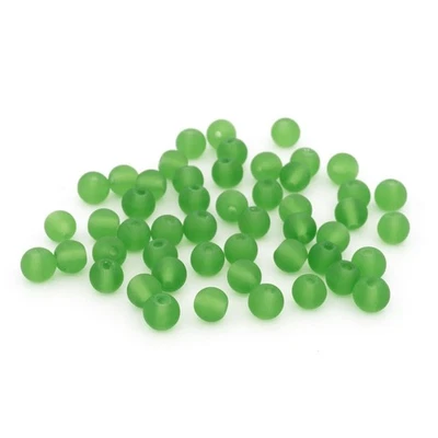 Glasperlen gefrostet Waldgrün 6 mm Ø Fädelloch 1 mm 50 Stück Vintageparts - Bild 1 von 4