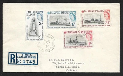 FALKLAND ISLANDS TO UK FALKLAND´S BATTLE COMPLETE SET ON REGD. FDC COVER 1946 - Image 1 of 2