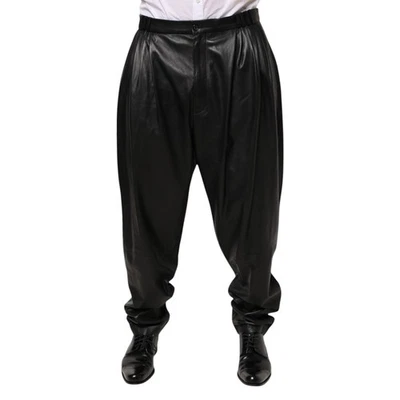 Pantalones DOLCE & GABBANA Pantalones de Cuero de Cordero Negro Hombres IT50/W36/L RRP 2930usd Foto 1 de 4