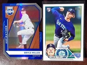 Bryce Miller 2021 Elite Extra Ed. #d51/68 2023 Topps RC Lot x2 Seattle Mariners - Picture 1 of 3