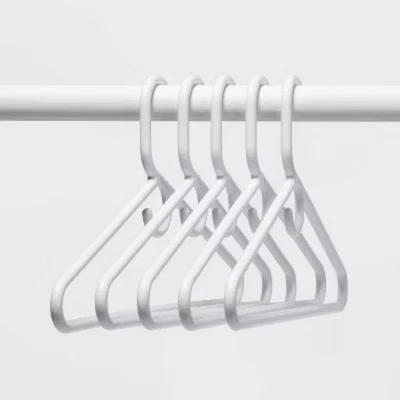 5pk Super Heavyweight Plastic Hanger White - Room Essentials: Heavy Duty Clothes - Image 1 of 4