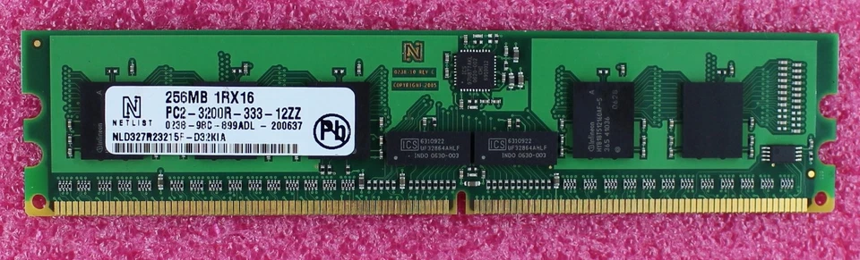 DG025 - Dell 256MB 1Rx16 PC2-3200R DDR2-400 ECC-REG Memory - Image 1 of 1