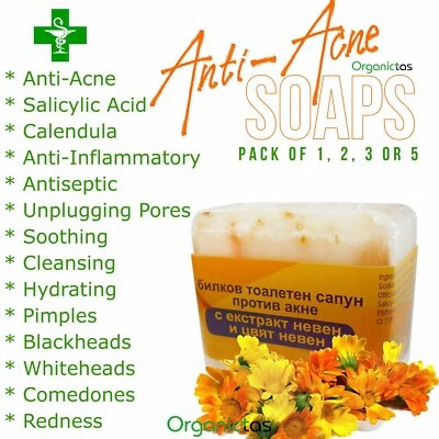 Anti-Acne Soap with Salicylic Acid & Calendula Acne, Blackheads, Pimples, etc. - Image 1 of 4