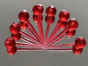 Vintage Ceramic Christmas Tree Lights Mini Pin Red Round Faceted 200 Bulbs 3/4” - Picture 1 of 5