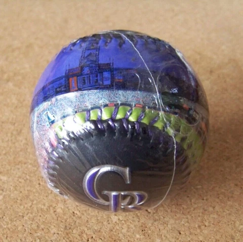 Colorado Rockies baseball ball, CR logo, interior panoramic black & black stitch Cover