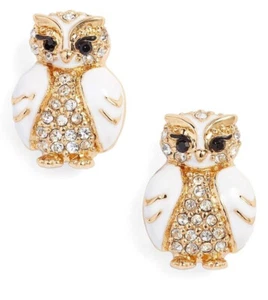 Kate Spade New York Post Earrings Star Bright Owl Studs Gold Plated crystals - Picture 1 of 7
