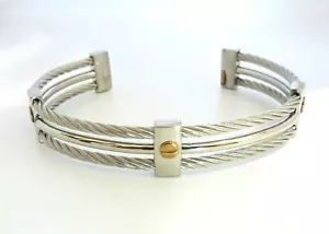 Brazalete de diseño unisex de acero inoxidable liso y tornillos de 18 K de 7,5 pulgadas - Imagen 1 de 4