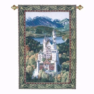 Neuschwanstein Castle Mountain Scene Large Wall Tapestry Wallhanging 56" x 80" - Picture 1 of 1