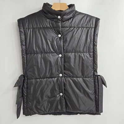 Chaleco acolchado Anthropologie Pilcro talla única negro frente a presión lado apretado embalable Foto 1 de 4
