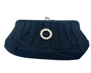 Vintage Zell Fifth Ave Clutch Purse Black Metal Clasp Jewel Gem - Picture 1 of 11