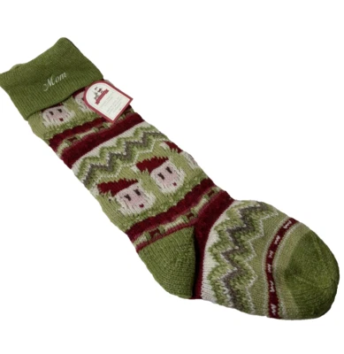 Medias clásicas Pottery Barn Kids Fair Isle verdes con monograma de Santa "mamá" Foto 1 de 4