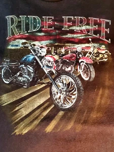 Ride Free Motorcycle Moto Chopper GraphicT-shirt Delta Pro Weight Black Mens XL - Picture 1 of 8