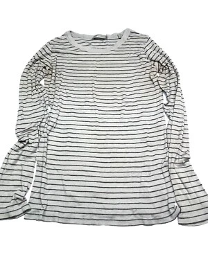 Camiseta Top Vince Mujer Talla S P Gris Negro Rayas Manga Larga Algodón Foto 1 de 4