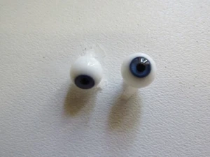 Antique Doll Blue Dark 8 Mm Mouth Blown Eyes - Picture 1 of 2