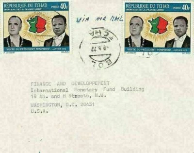 1972 Chad #245(2) on cover, Bol to Washington DC; Map, French President Visit *d - Image 1 of 2