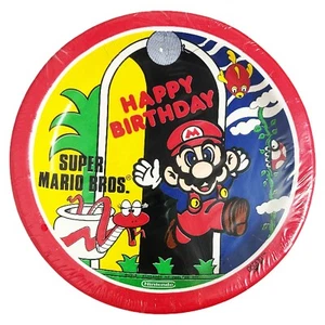 SUPER MARIO BROTHERS VINTAGE LARGE PAPER PLATES (8)~ Birthday Party Nintendo NS - Picture 1 of 1