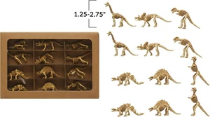 New Creative Co-Op Miniature Plastic Dinosaur Skeletons Boxed Set 12 Antiqued - Picture 1 of 1