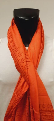 FREEBEE-INDIA RAM NAM Halstuch Stola Kopftuch Mantra Schal Indien Hippie Orange ca. 90x190cm