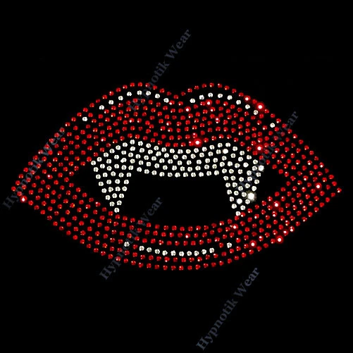 Передача со стразами «Сексуальные губы вампира» Hotfix, утюг, блестящий, Хэллоуин - Изображение 1 из 1