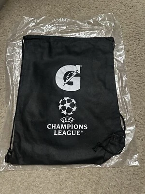 Gatorade UEFA Champions League Soccer Gymsack Drawstring Soccer Bag Black New - Image 1 of 4