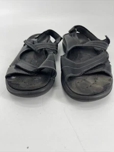 Ecco Womens Sandals Black Patent Leather Hook & Loop Flip Flops Size 11.5Us 42Eu - Picture 1 of 6