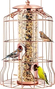 Squirrel Proof Bird Feeders for Outdoors Hanging (Rose) Metal Bird Feeder Squirr - Picture 1 of 6