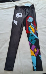 Disney Nightmare Before Christmas Girls Black Printed Leggings Size 12 New - Picture 1 of 4