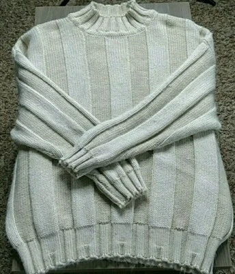 Suéter Gaeltarra Ireland Aplaca Lana Crema Acanalado Cuello Simulado Talla 46 Foto 1 de 4