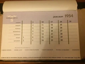 1954 Mid Century Calendar STEMMLER Amsterdam, Animal Ink Drawings 70 years old - Picture 1 of 10