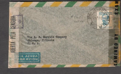Brazil 1944 WWII multiple censors cover H C de Roth Rio to Kansas City MO - Image 1 of 2