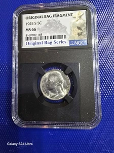 Nickel Original Bag Fragment 1945 S 5c MS66 - Picture 1 of 3