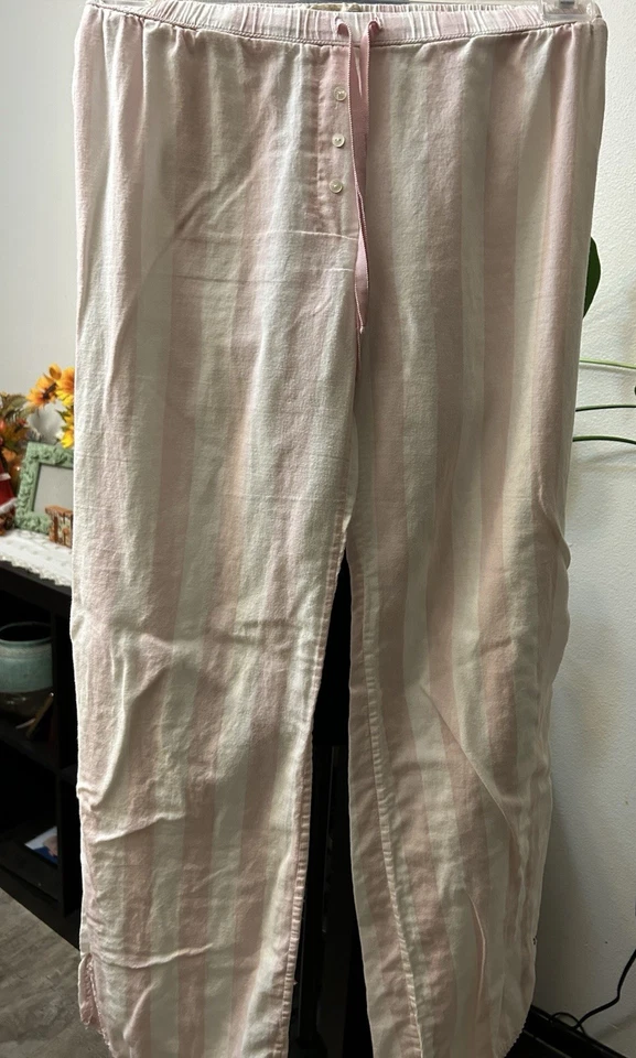 Pantalones de pijama Victoria’s Secret orgánicos rosas a rayas 100 % algodón orgánico talla S Y2K Foto 1 de 4