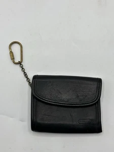 Cartera monedero vintage Coach de cuero negro multifunción para tarjetas 7219 con llave de latón - Imagen 1 de 10