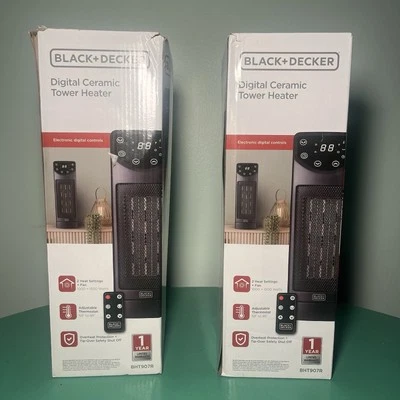 CALENTADOR DE ESPACIO GRANDE, TORRE DE CERÁMICA DIGITAL CON CONTROL REMOTO 1500 W NEGRO Y CUBIERTA Foto 1 de 4